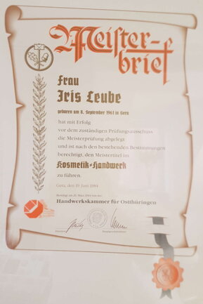 Meisterbrief von Iris Leube